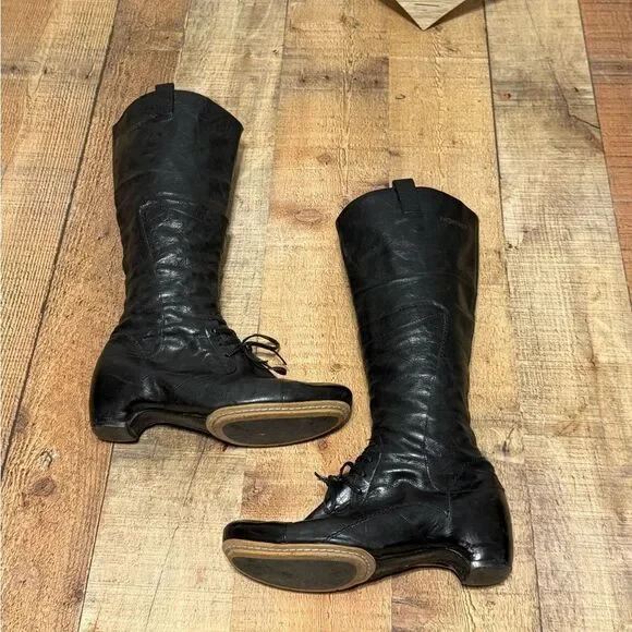 Vintage Prophecy Heeled Leather Boots Goth Steampunk Victorian black